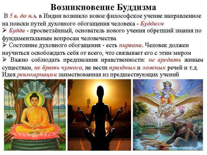 Возникновение Буддизма В 5 в. до н. э. в Индии возникло новое философское учение