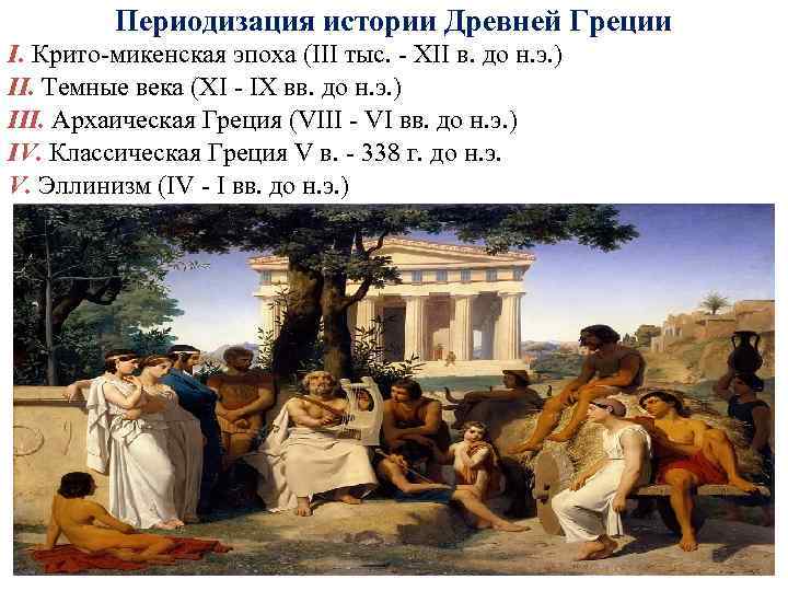 Периодизация истории Древней Греции I. Крито-микенская эпоха (III тыс. - XII в. до н.