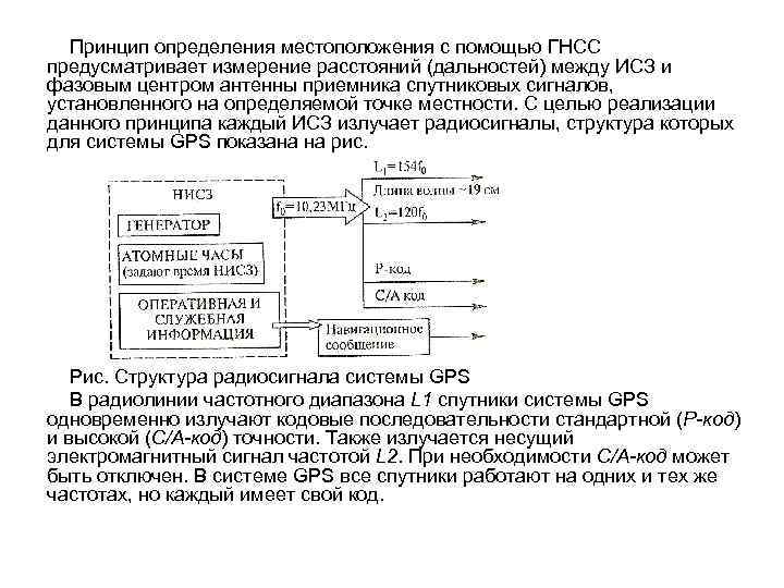 Принцип определения местоположения с помощью ГНСС предусматривает измерение расстояний (дальностей) между ИСЗ и фазовым