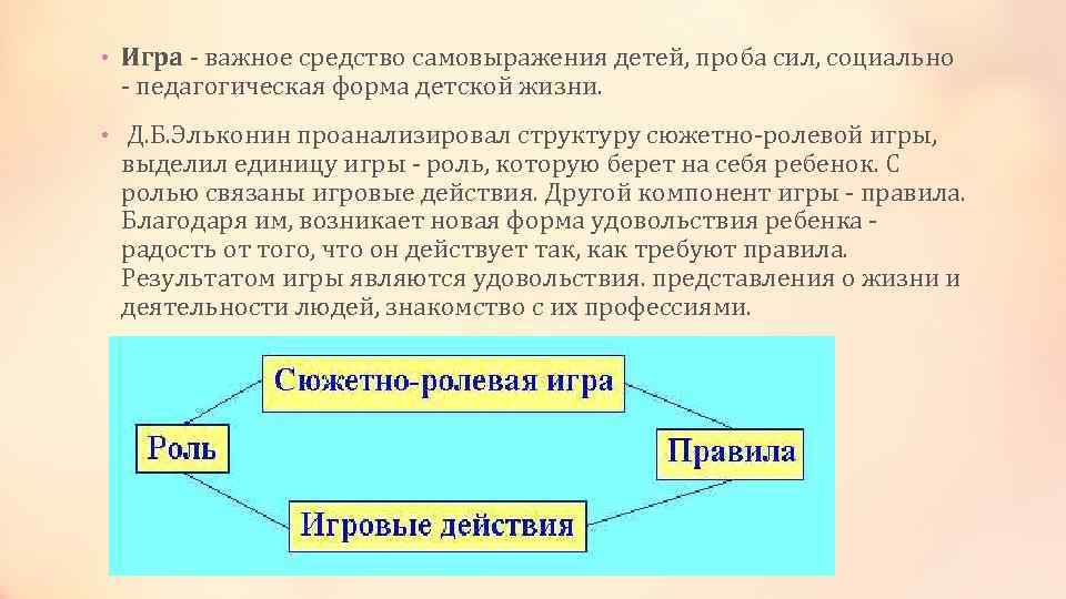  • Игра - важное средство самовыражения детей, проба сил, социально - педагогическая форма