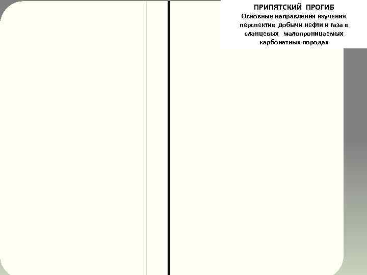 ПРИПЯТСКИЙ ПРОГИБ Основные направления изучения перспектив добычи нефти и газа в сланцевых малопроницаемых карбонатных
