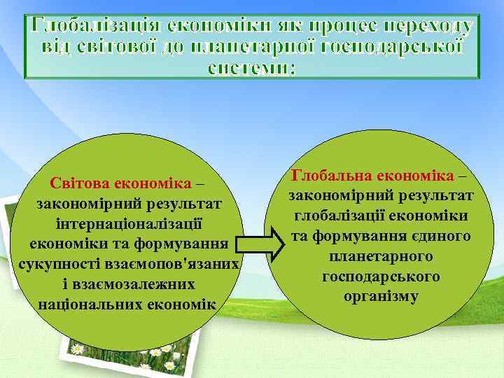Глобалізація економіки як процес переходу від світової до планетарної господарської системи: Світова економіка –