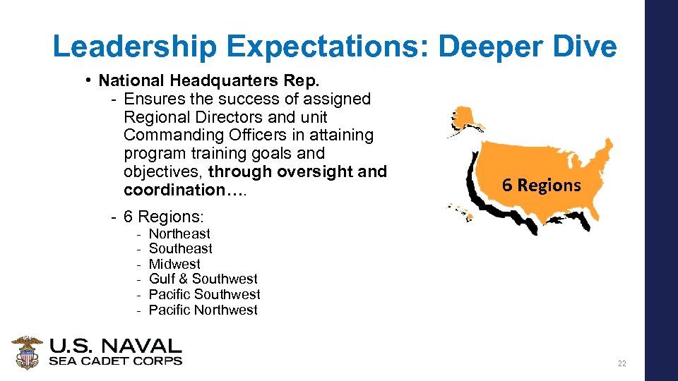 Leadership Expectations: Deeper Dive • National Headquarters Rep. - Ensures the success of assigned