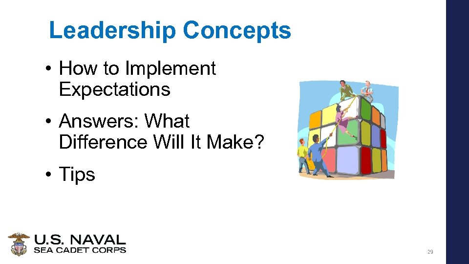 Leadership Concepts • How to Implement Expectations • Answers: What Difference Will It Make?