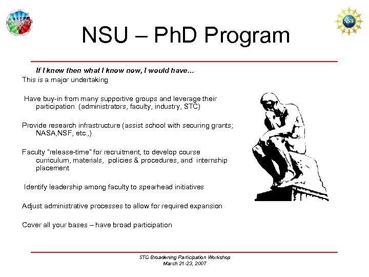 NSU – Ph. D Program If I knew then what I know now, I