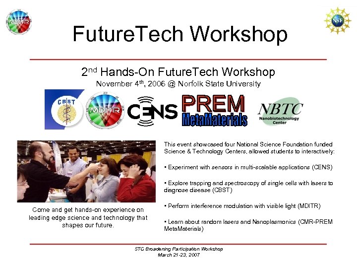 Future. Tech Workshop 2 nd Hands-On Future. Tech Workshop November 4 th, 2006 @