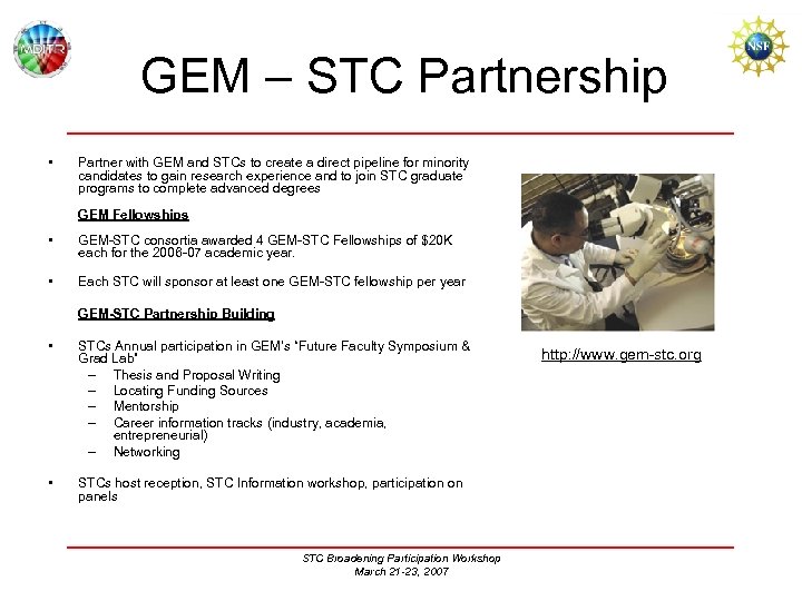 GEM – STC Partnership • Partner with GEM and STCs to create a direct