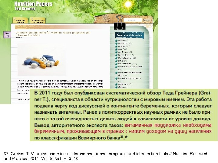 r 37. Greiner T. Vitamins and minerals for women: recent programs and intervention trials