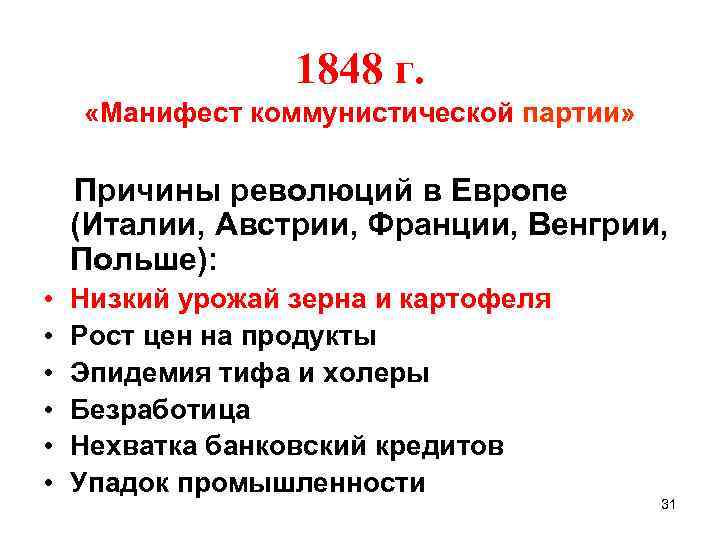 Главные задачи революции 1848 года в австрии