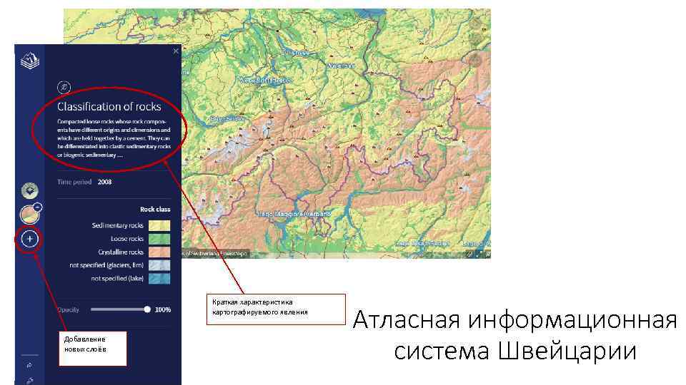 Краткая характеристика картографируемого явления Добавление новых слоёв Атласная информационная система Швейцарии 