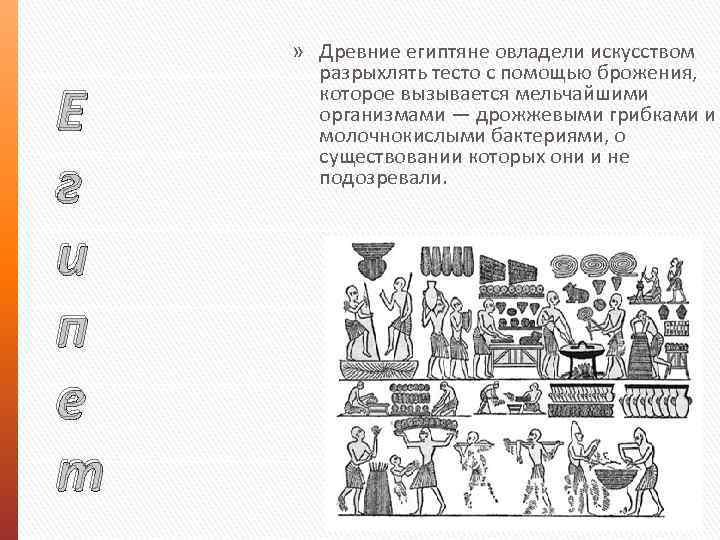 Е г и п е т » Древние египтяне овладели искусством разрыхлять тесто с