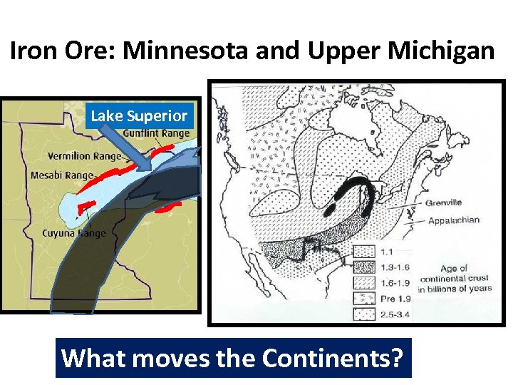 Iron Ore: Minnesota and Upper Michigan Lake Superior What moves the Continents? 