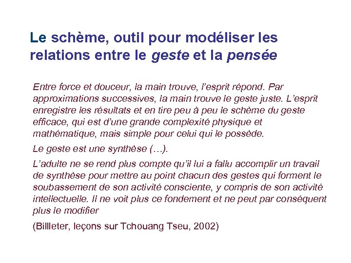 Le schème, outil pour modéliser les relations entre le geste et la pensée Entre