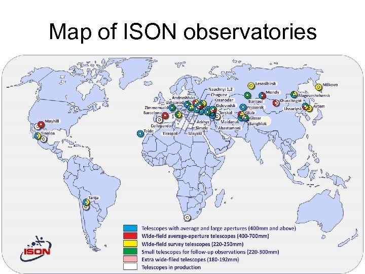 Map of ISON observatories 