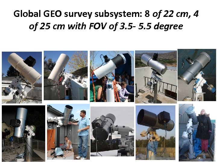 Global GEO survey subsystem: 8 of 22 cm, 4 of 25 cm with FOV