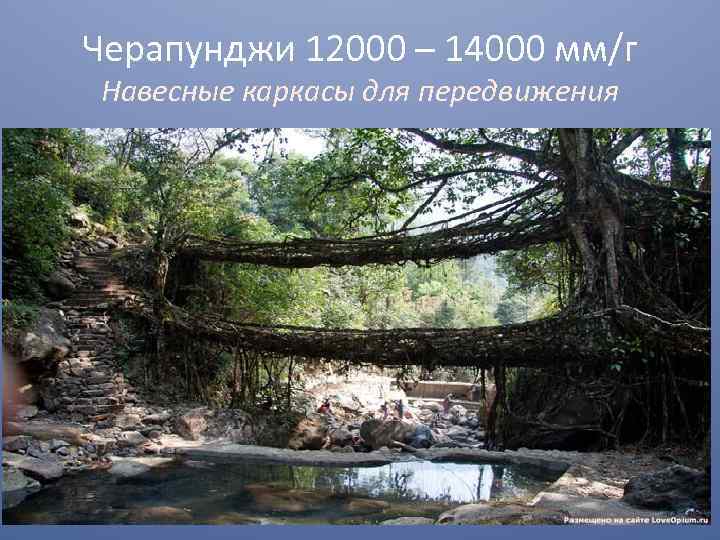 Черапунджи 12000 – 14000 мм/г Навесные каркасы для передвижения 