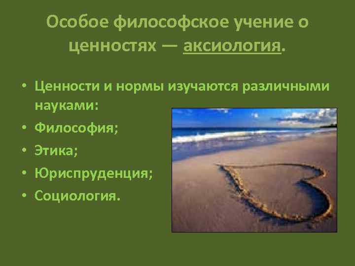 Особое философское учение о ценностях — аксиология. • Ценности и нормы изучаются различными науками: