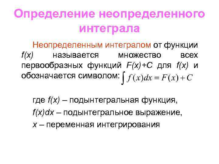 Множество первообразных функции f x 2