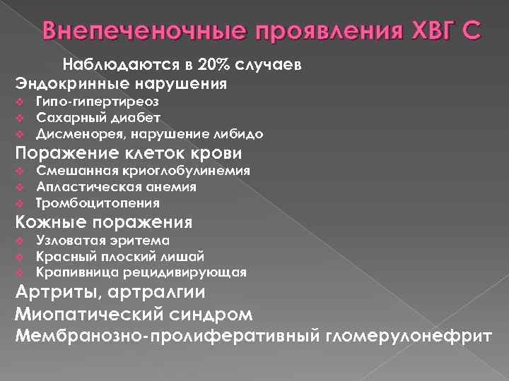 Внепеченочные проявления гепатита с презентация