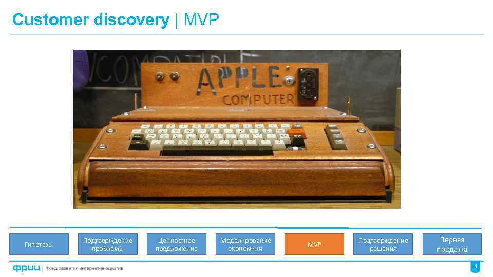 Customer discovery | MVP Гипотезы Подтверждение проблемы Ценностное предложение Моделирование экономики MVP Подтверждение решения