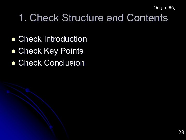 On pp. 85, 1. Check Structure and Contents Check Introduction l Check Key Points