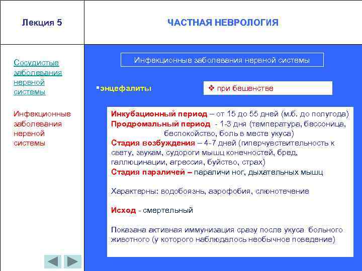 Лекция 5 Сосудистые заболевания нервной системы Инфекционные заболевания нервной системы ЧАСТНАЯ НЕВРОЛОГИЯ Инфекционные заболевания