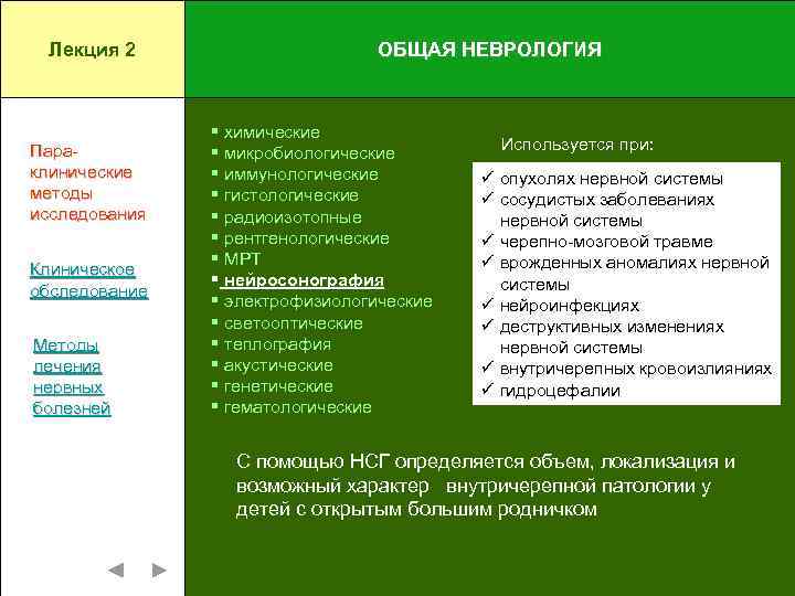 Лекция 2 Параклинические методы исследования Клиническое обследование Методы лечения нервных болезней ОБЩАЯ НЕВРОЛОГИЯ §