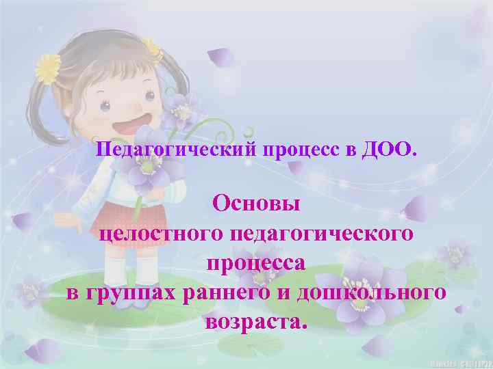 Педагогический процесс в ДОО. Основы целостного педагогического процесса в группах раннего и дошкольного возраста.