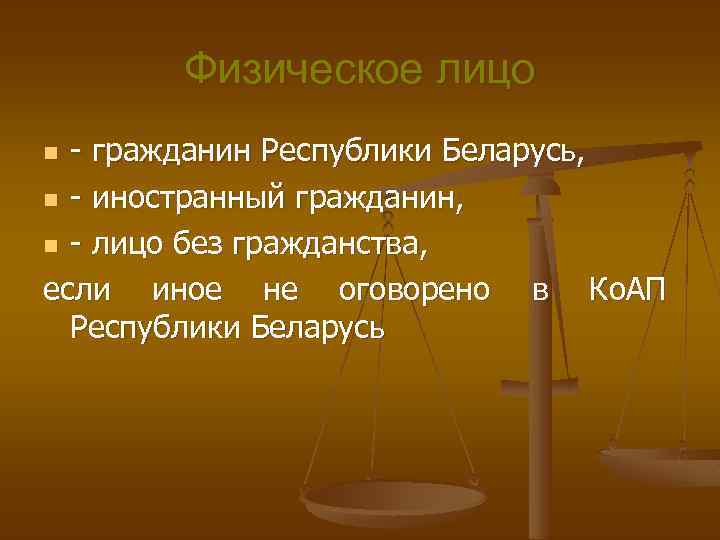 Физическое лицо - гражданин Республики Беларусь, n - иностранный гражданин, n - лицо без