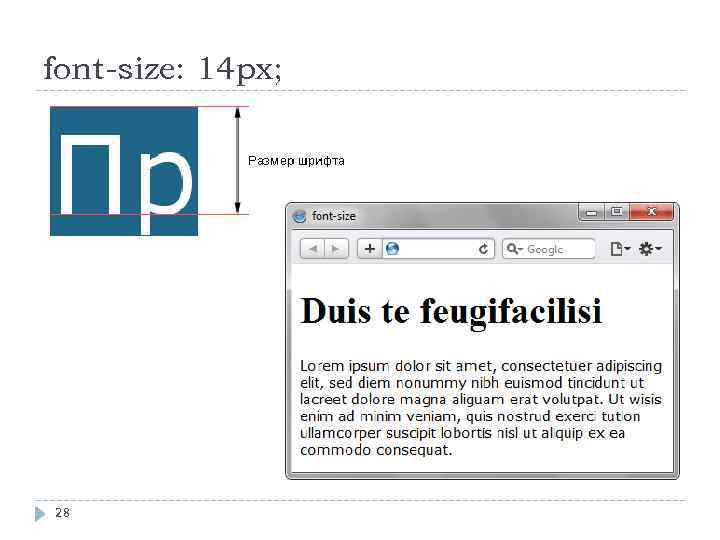 font-size: 14 px; 28 