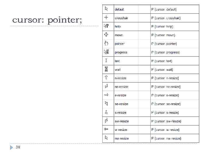 cursor: pointer; 38 
