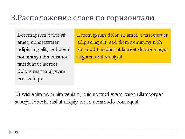 3. Расположение слоев по горизонтали 39 