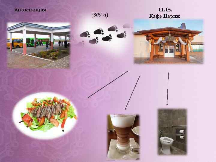Автостанция (300 м) 11. 15. Кафе Париж 