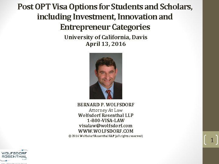 Post OPT Visa Options for Students and Scholars, including Investment, Innovation and Entrepreneur Categories