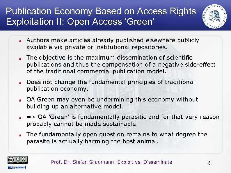 Publication Economy Based on Access Rights Exploitation II: Open Access 'Green' Authors make articles