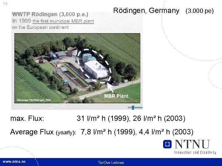 18 Rödingen, Germany (3. 000 pe) max. Flux: 31 l/m² h (1999), 26 l/m²