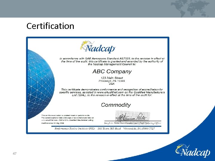 Certification 47 