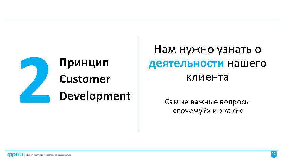 2 Принцип Customer Development Нам нужно узнать о деятельности нашего клиента Самые важные вопросы