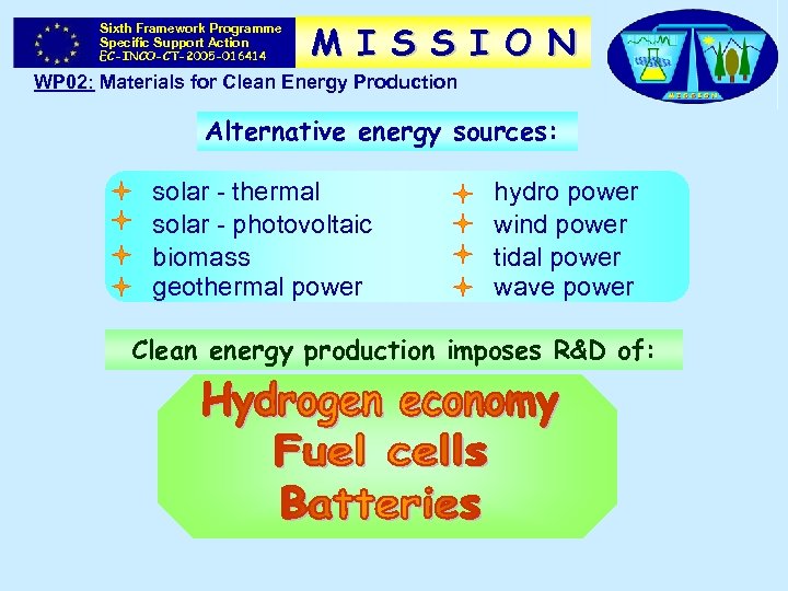 Sixth Framework Programme Specific Support Action EC-INCO-CT-2005 -016414 M I S S I O