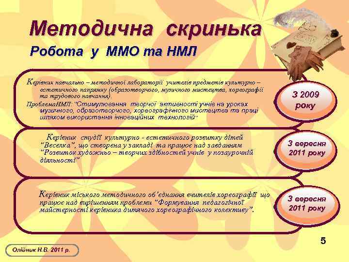 Методична скринька Робота у ММО та НМЛ Керівник навчально – методичної лабораторії учителів предметів
