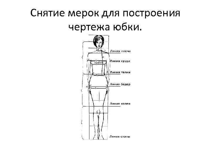 Мерки для построения чертежа юбки