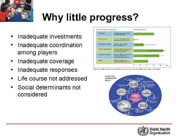 Why little progress? • Inadequate investments • Inadequate coordination among players • Inadequate coverage