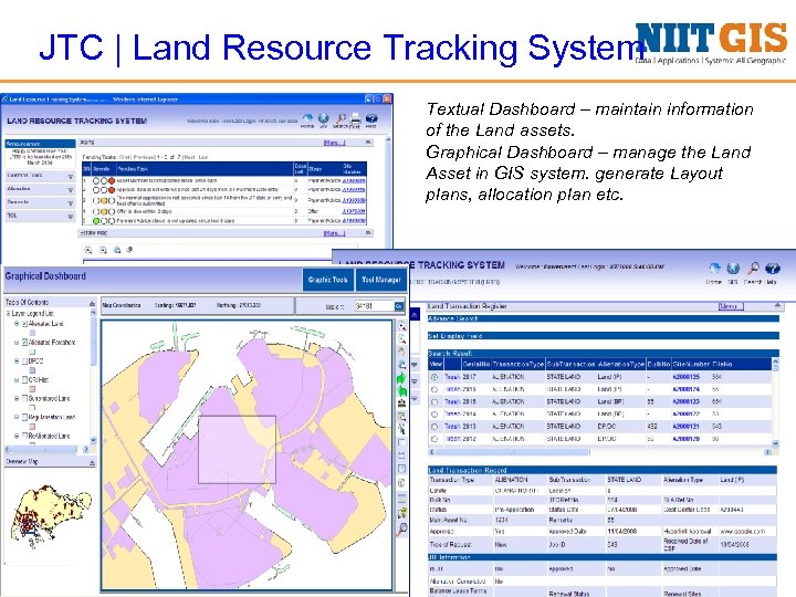 JTC | Land Resource Tracking System Textual Dashboard – maintain information of the Land