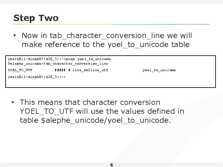 Step Two • Now in tab_character_conversion_line we will make reference to the yoel_to_unicode table