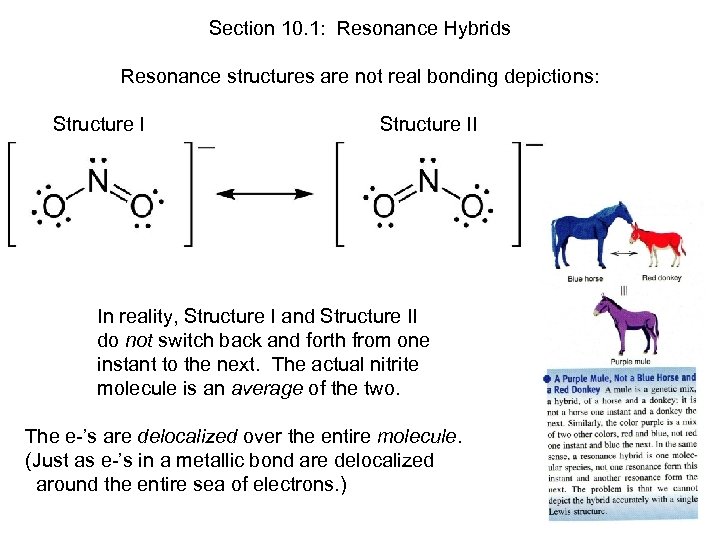 Section 10. 1: Resonance Hybrids Resonance structures are not real bonding depictions: Structure II