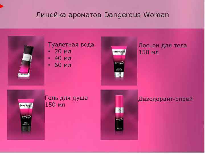 Линейка ароматов Dangerous Woman Туалетная вода • 20 мл • 40 мл • 60