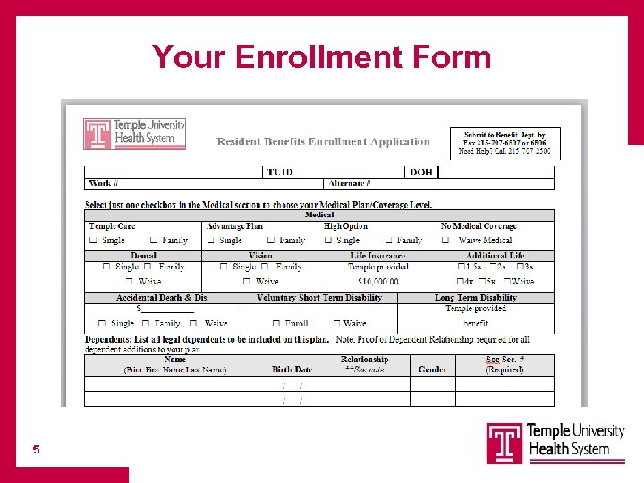 Your Enrollment Form 5 