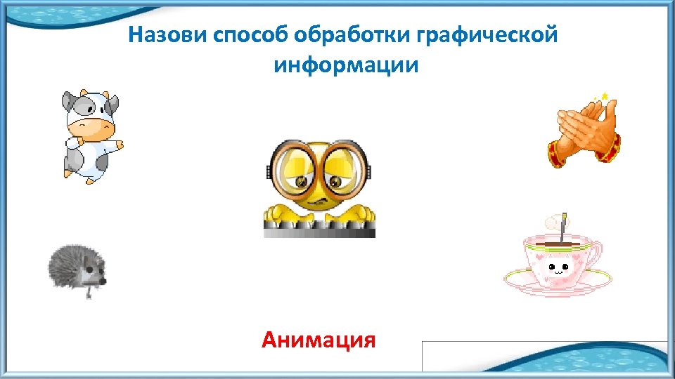 Назови способ обработки графической информации Анимация 