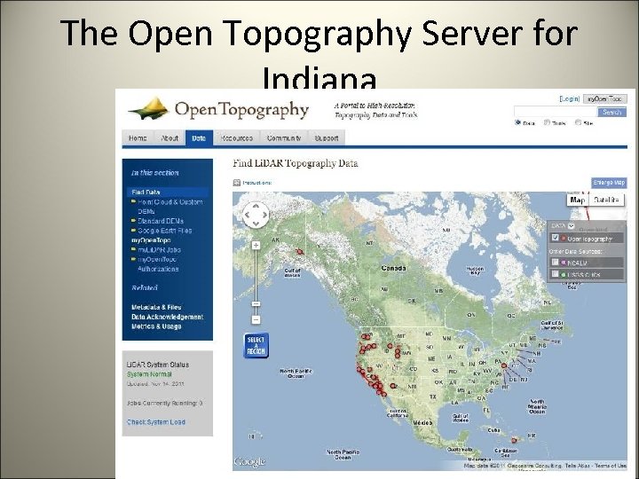 The Open Topography Server for Indiana 