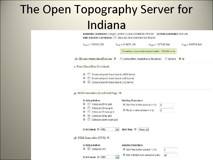 The Open Topography Server for Indiana 